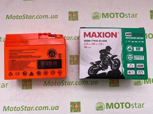 Акумулятор MAXION MXBM-YTR4A-BS AGM (12V, 2,3Ah, 30А EN), 113x48x85 мм, вес 0,98кг