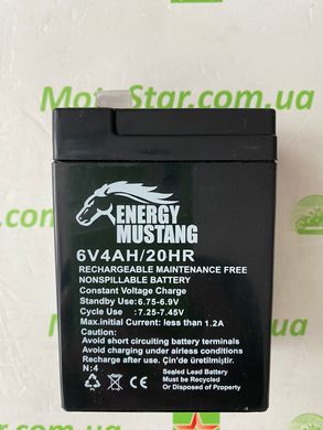 Аккумуляторная батарея EnergyMustang EM640 AGM 6V 4Ah (70 x 48 x 101) 0.66 kg Q20/2000