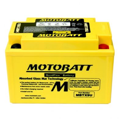 Motobatt MBTX9U Акумулятор (YTX9BS, YT12ABS, YTZ12S, YTZ14S) 10,5 A/ч, 160 A, 151x87x110 мм