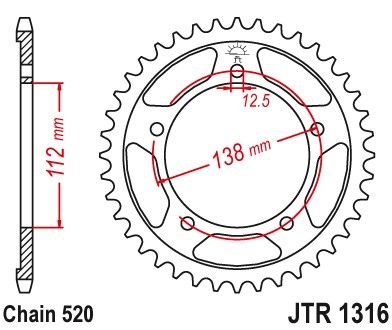 JTR1316,41 - JTR1316 Cтальная задняя звездочка
