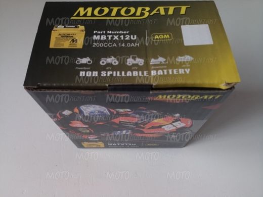 Motobatt MBTX12U Акумулятор 14 A/ч, 210 A, 151x87x130 мм (YTX12-bs, YTX14-BS) 4.4кг