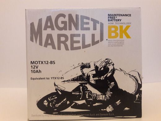 MOTX12-BS (YTX12-BS) Magneti Marelli Аккумулятор 10 Ah, 180A, 12V, (+/-), 150x87x130 мм