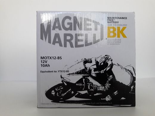 MOTX12-BS (YTX12-BS) Magneti Marelli Аккумулятор 10 Ah, 180A, 12V, (+/-), 150x87x130 мм