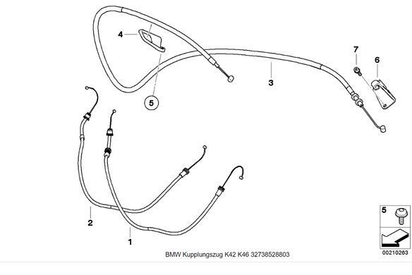 Трос зчеплення BMW S 1000 2009-2014 (OEM BMW 32738528803)