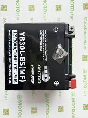 Акумулятор Outdo YB30L-BS (MF) 30Ah/10HR CA*290A (YTX30L-BS) AGM Tech 166x126x175 мм
