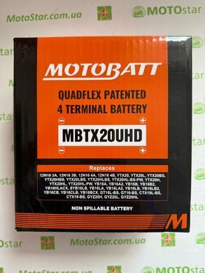 Motobatt MB MBTX20UHD Мото акумулятор 21 A / ч, 310 A, (+/-) (- / +) ,, 175x87x155 мм