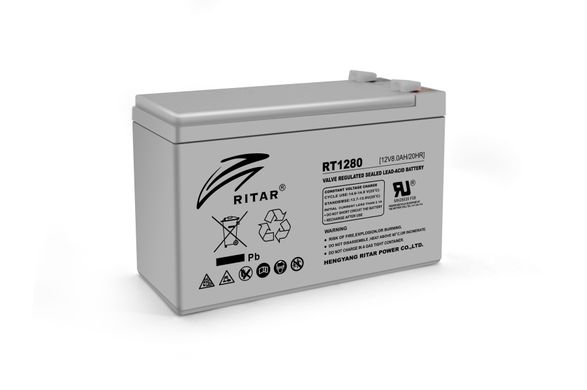 Акумуляторна батарея AGM RITAR RT1280, Gray Case, 12V 8.0Ah (151 х 65 х 94 (100)) Q10