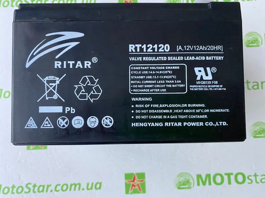 Аккумуляторная батарея AGM RITAR RT12120B, Black Case, 12V 12.0Ah (151х98х 95 (101) ) Q4