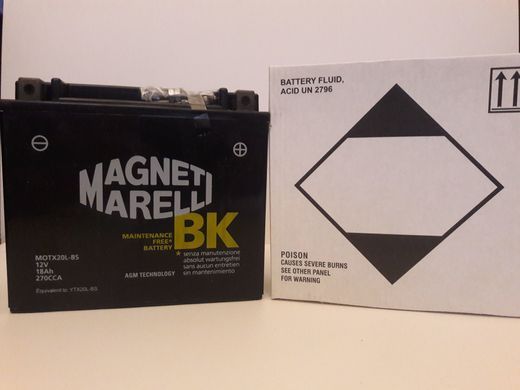 MOTX20L-BS (YTX20L-BS) Magneti Marelli Аккумулятор 18 Ah, 270A, 12V, (-/+), 175x87x155 мм