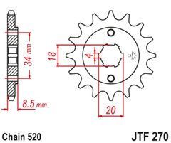 JT JTF270.13 - Зірка передня HONDA CA, CMX 125/250 1985-2016&nbsp;(Kovi СB250 172fmm)
