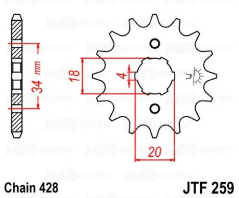 JT JTF259.14 - Зірка передня DAELIM ALTINO, ROADWIN, VC, VL, VS, VT; HONDA CB, CG, CM, EZ, NX, XL 90/100/125 1973-2009