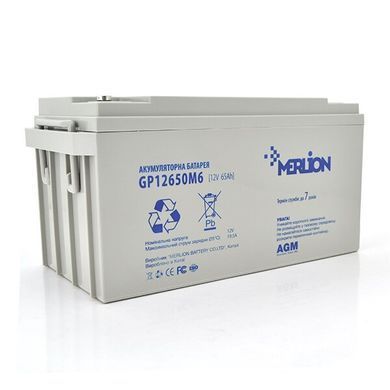 Акумуляторна батарея MERLION AGM GP12650M6 12 V 65 Ah (700 x 118 x 550) White Q1