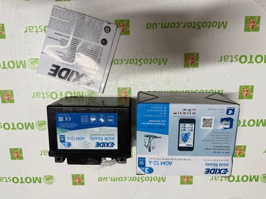 EXIDE SLA12-4 / AGM12-4 Мото аккумулятор 3 А/ч, 50 А, (-/+), 113х70х85 мм