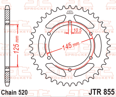 JT JTR855.48 - Зірка задня YAMAHA DT, MT-03, XJ, XT, XTZ 250-750 1975-2016