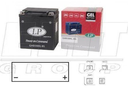 Мотоакумулятор LP GEL MG GHD30H-3 12V,30Ah,д. 166, ш. 130, в. 175,вес 9,3 кг - гелевый объем, разработан для Harley Davidson