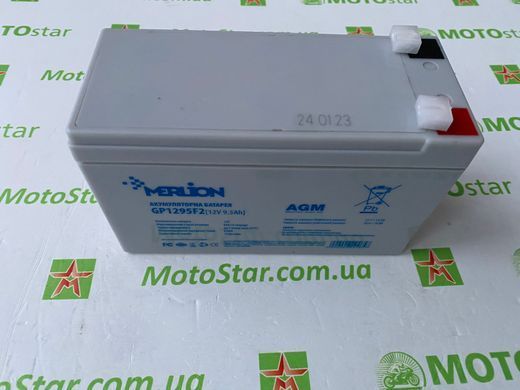 Аккумуляторна батарея Аккумуляторная батарея MERLION AGM GP1295F2 12 V 9,5 Ah (150x65x95 (100)) White Q10/420, вага 2,15кг