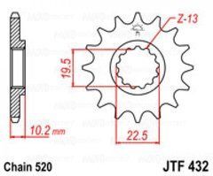 JTF432,12 Передня зірочка SUZUKI RM 250 '87-'12
