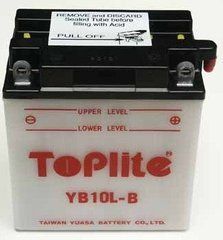 Мотоакумулятор TOPLITE YB10L-B 12V, 11Ah, д. 136, ш. 91, в.146, обсяг 0,7, вага 4,4 кг, без електроліту