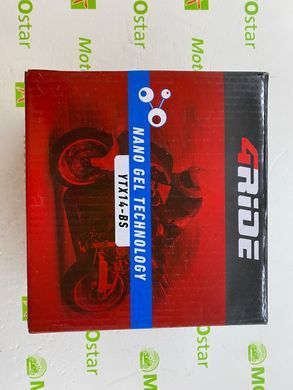Акумулятор YTX14-BS 4RIDE NANO GEL 12V 14Ah 205A L+, 150x86x145 мм, вага 4,6кг