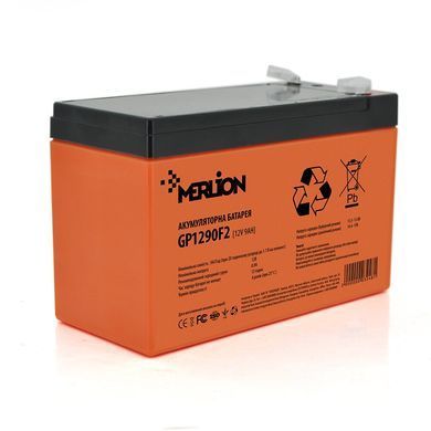 Аккумуляторная батарея MERLION AGM GP1290F2 PREMIUM 12 V 9 Ah ( 150 x 65 x 95 (100) ) Orange Q10