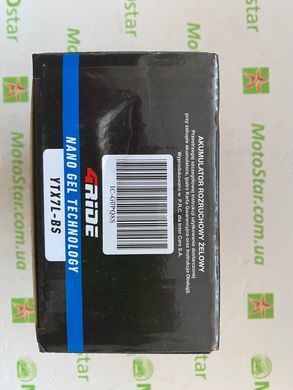 Акумулятор YTX7L-BS 4RIDE Nano GEL 12В 7Ah 120А P+ 113x69x130мм, вага 2,42кг