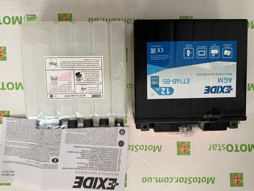 Акумулятор EXIDE ET14B-BS / YT14B-BS  12 Aч, 190 A, (+/-), 150x70x145 мм