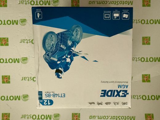 Акумулятор EXIDE ET14B-BS / YT14B-BS  12 Aч, 190 A, (+/-), 150x70x145 мм