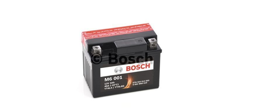 BOSCH 0092M60010 (YT4L-4; YT4L-BS) M6 AGM, 12V 3AH 40A