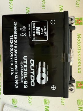 Мото аккумулятор YTX20L-BS OUTDO 12V 18Ah / 10HR MF Super Sealed -/+ UTX20L-BS