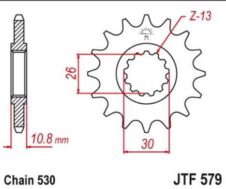 Передня зірочка з гумовим амортизатором JT JTF579.17RB YAMAHA FJ, FZ1, FZS, MT-01, RD, RZ, XJR, YZF-R1 500-1670 1984-2017