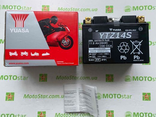 YUASA YTZ14S Акумулятор 11,8 А / ч, 230 А, (+/-), 12V 150х87х110 мм