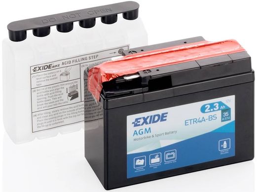 EXIDE ETR4A-BS / YTR4A-BS Мото аккумулятор 2,3 А/ч, 30 А, 113х48х85 мм