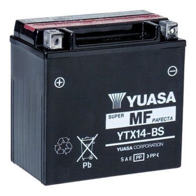 YUASA YTX14-BS Мото аккумулятор 12 А/ч, 200 А, (+/-), 150x87x145 мм