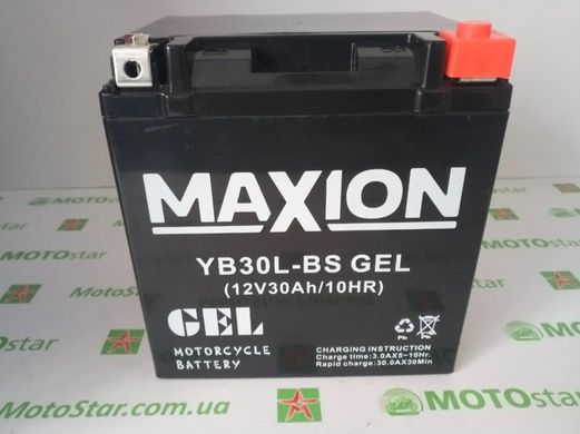 Акумулятор стартерный YB30L-BS MAXION (GEL) YTX30L-BS 12V, 30Ah , 166x126x176 мм