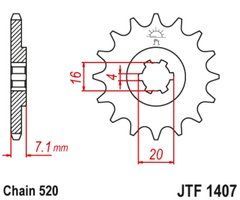 JTF1407,10 Звезда передняя KAWASAKI KFX, KSF; SUZUKI LT 80 1989-2006