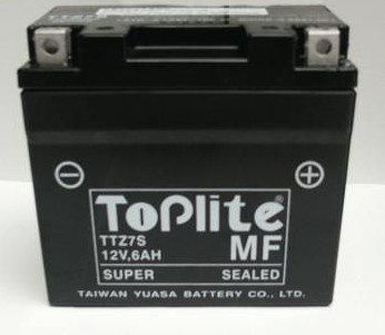 Мотоакумулятор TOPLITE TTZ7S 12V,6Ah,д. 113, ш. 70, в.105, электролит в к-те, вес 2,1 кг