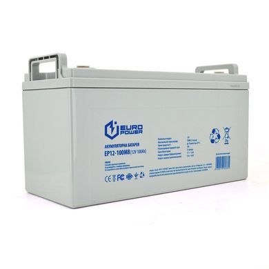 Акумуляторна батарея EUROPOWER AGM EP12-100M8 12 V 100 Ah (415x180x266 мм) White Q1, 26,4кг
