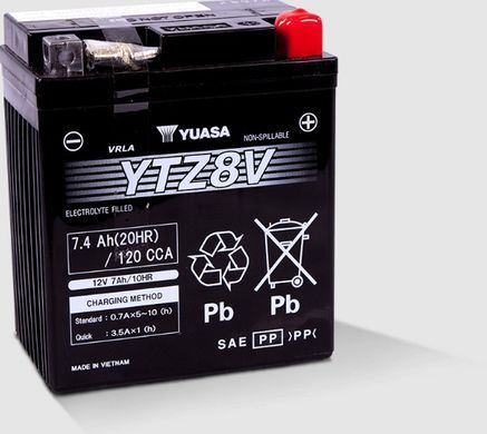 YUASA YTZ8V Аккумулятор залитый и заряженный AGM 7,4Ah 120A