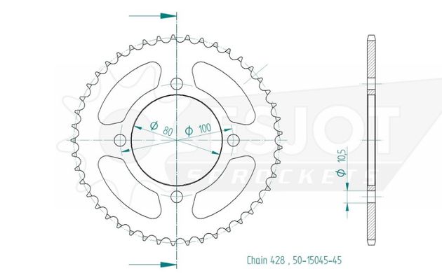 ЗАДНЯЯ ЗВЕЗДА ESJOT 50-15045-45 (JTR1794.45) SUZUKI 125 GZ MARAUDER