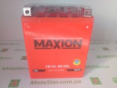 Акумулятор YB14L-BS Maxion (YB14L-B2) GEL 14 А/ч, 190 А, (-/+), 132х89х163 мм
