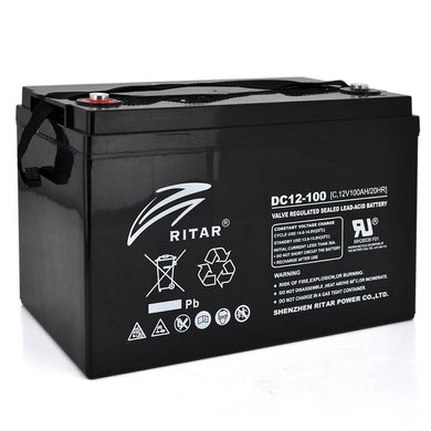 Аккумуляторная батарея CARBON RITAR DC12-100C, Black Case, 12V 100.0Ah, 2000-5000 циклов, до 15 лет срок службы, (355*250*260) Q1