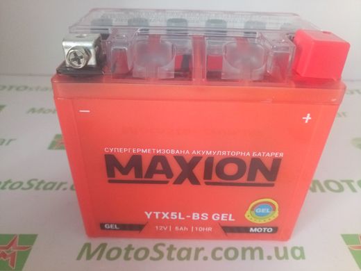 YTX5L-BS MAXION GEL,, гелевий акумулятор 12V, 5Ah, 113x70x107 мм, -/+