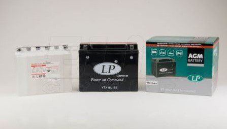 Мотоакумулятор LP AGM MB YTX18L-BS 12V,20Ah,д. 205, ш. 89, в.163, электролит в к-те, вес 5,6 кг