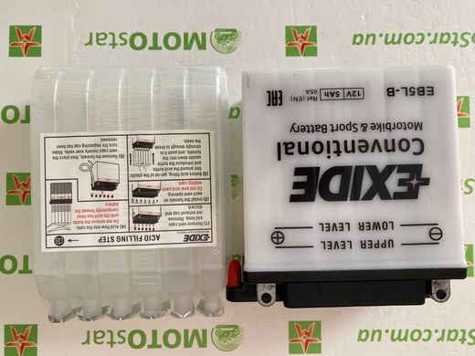 EXIDE EB5L-B / YB5L-B Мото аккумулятор 5 А/ч, 65 А, (-/+), 120х60х130 мм