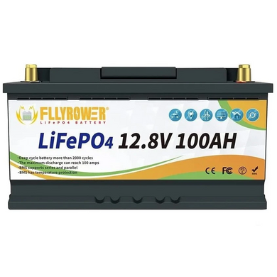 Аккумулятор FlyPower LiFePO4 12V/100AH, 1280W*h, 50А/100А (литий-железо-фосфатный аккумулятор для ИБП (UPS))