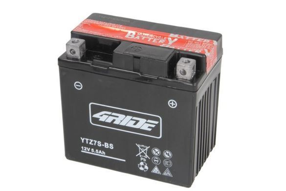 YTZ7S-BS 4 RIDE AGM, 12В 5.5Ah 130А R+ 113x70x105мм