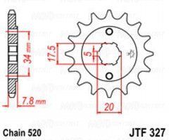 JTF327.13 Передняя звездочка HONDA CRF, CRM, NSR, VT, XL, XR 125-250 1988-