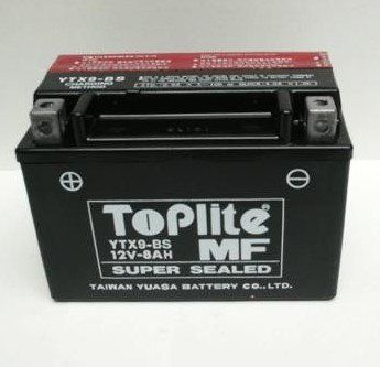 Мотоакумулятор TOPLITE YTX9-BS 12V,8Ah,д. 152, ш. 88, в.106, электролит в к-те, вес 3,2 кг