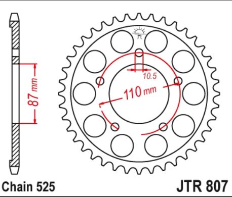 JT JTR807.45ZBK SUZUKI GSF 650 BANDIT '07-15, GSX 650 '08-16, GSF/GSX 400 BANDIT '90-92, SV 650 '99-13 (82845JT) (крок. 525)