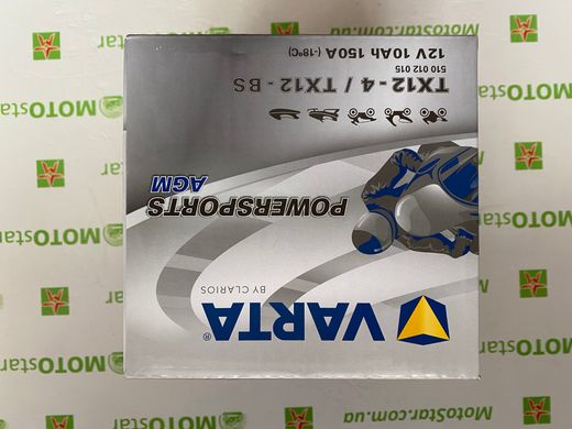 YTX12-BS (YTX12-4) VARTA Powersports AGM Акумулятор 10 А/ч, 150 А, (+/-), 152х88х131 мм